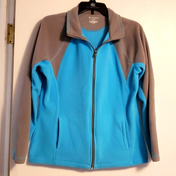 Light Blue & Gray Fleece Zip Up Jacket - Picture 1 of 2